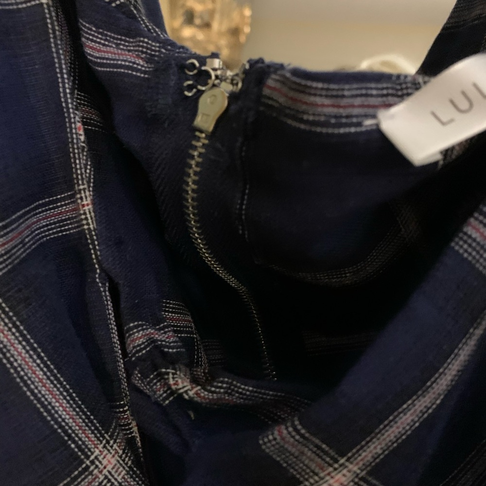 NWT Flawless Large Anthropologie Lulumari Blue Plaid V-Neck Crop Blouse - Picture 4 of 7